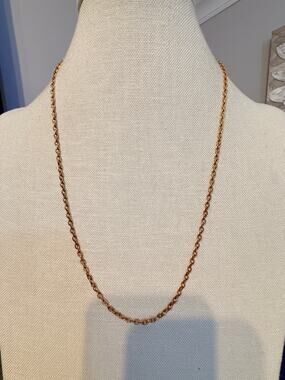 Vintage Gold Tone Textured Link Chain 24” Necklace